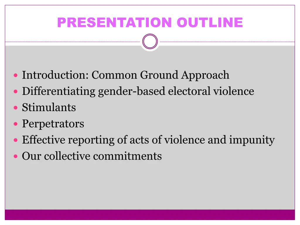 presentation outline