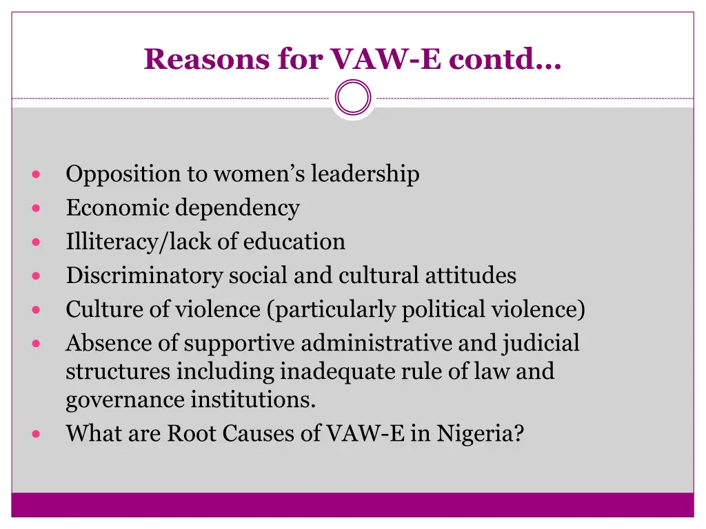 reasons for vaw e contd 1