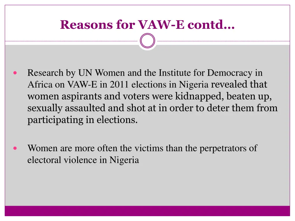 reasons for vaw e contd