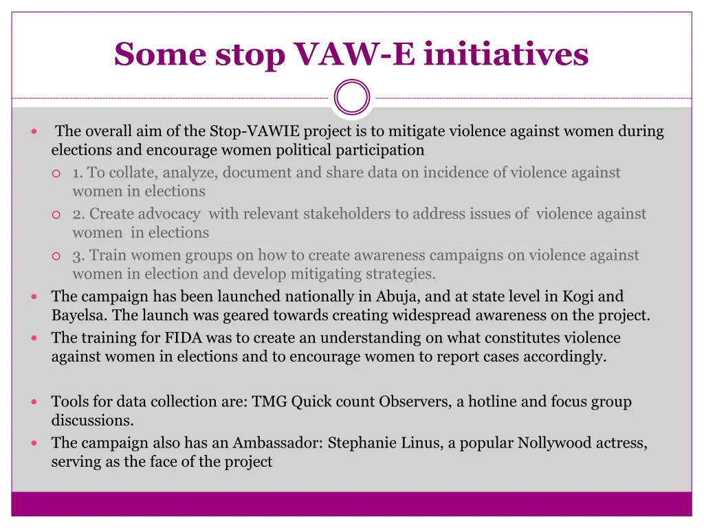 some stop vaw e initiatives