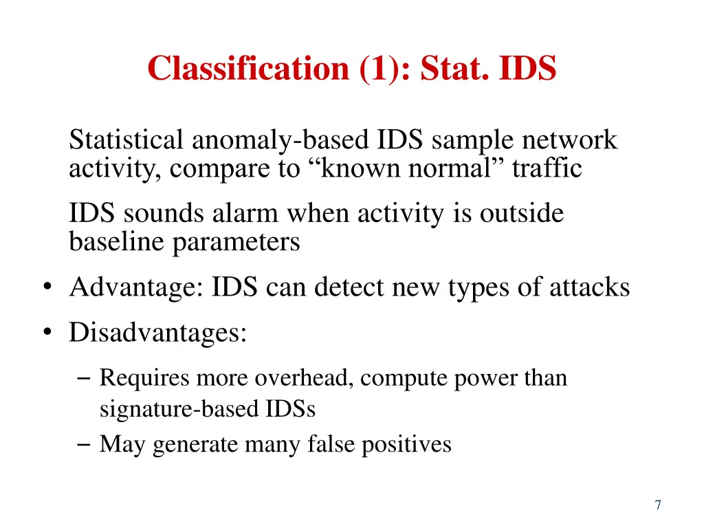 classification 1 stat ids