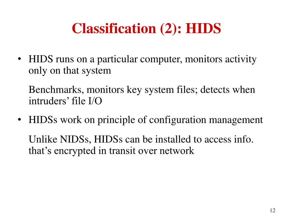 classification 2 hids