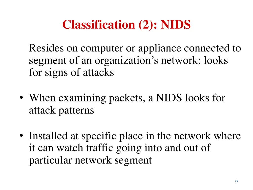 classification 2 nids