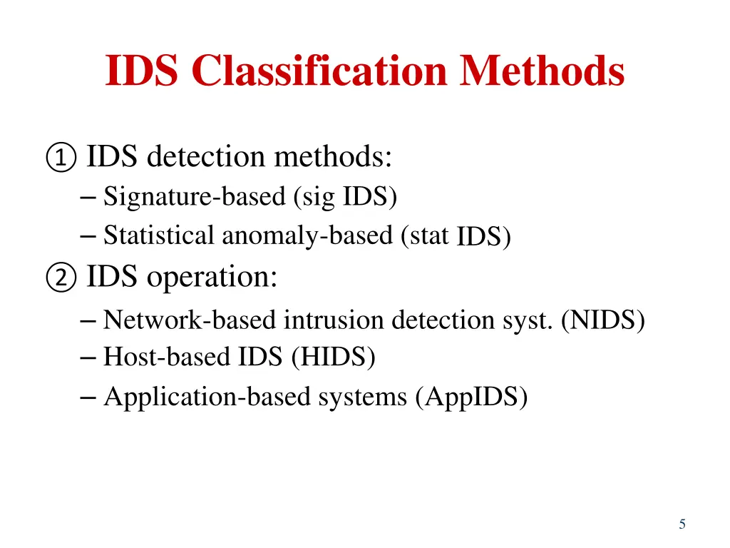 ids classification methods