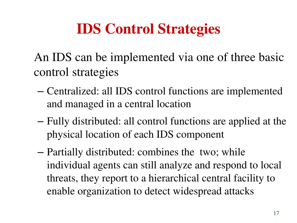 ids control strategies