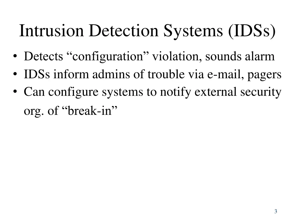 intrusion detection systems idss