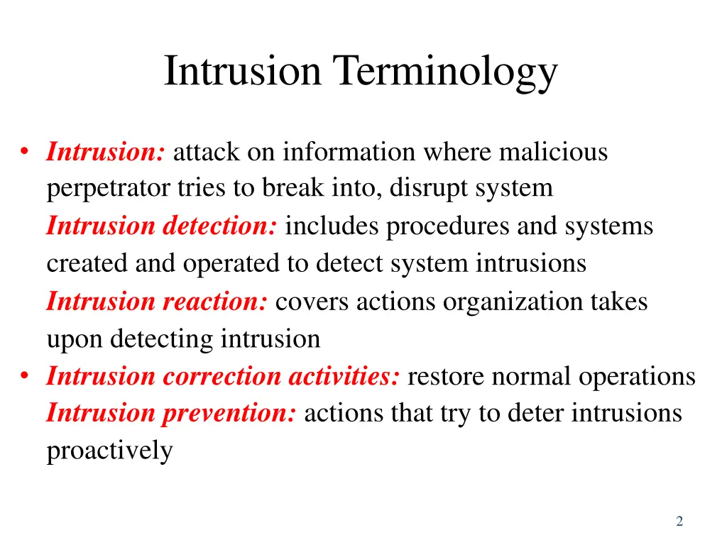 intrusion terminology