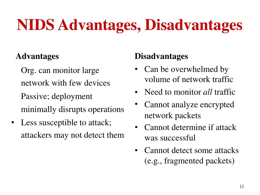 nids advantages disadvantages