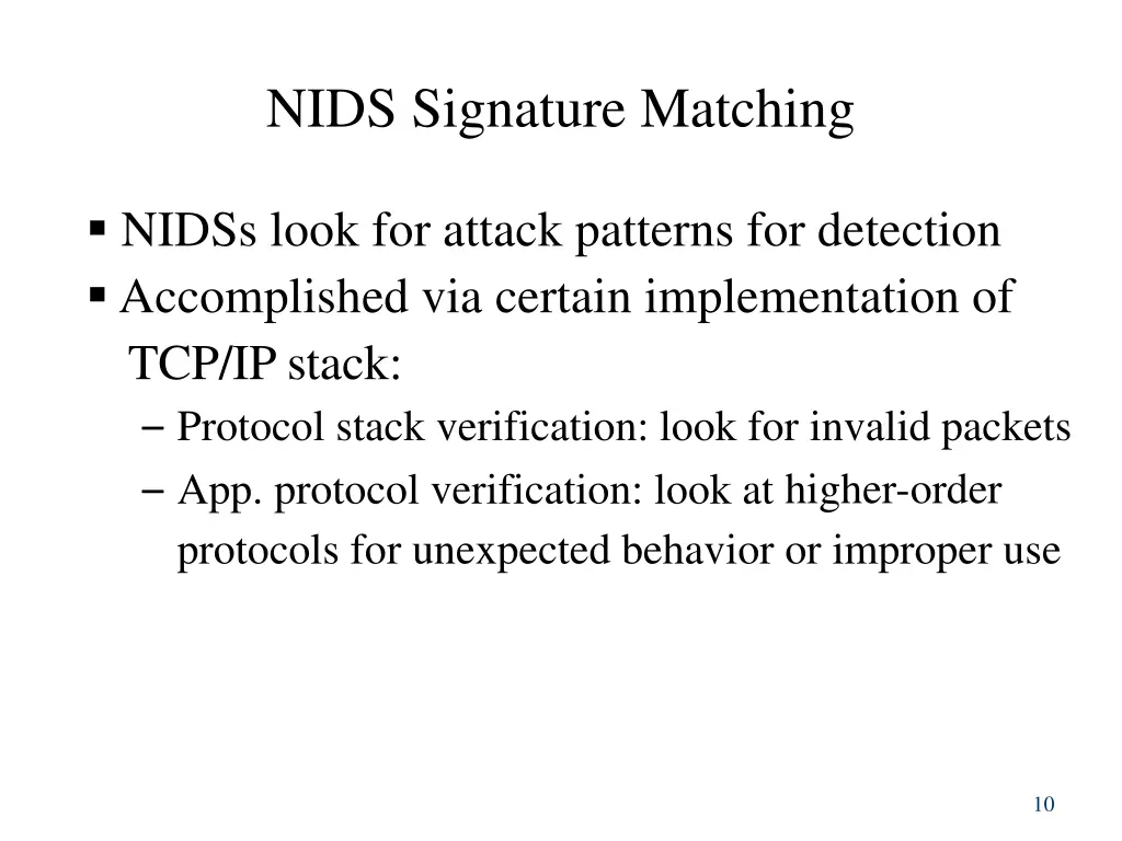 nids signature matching