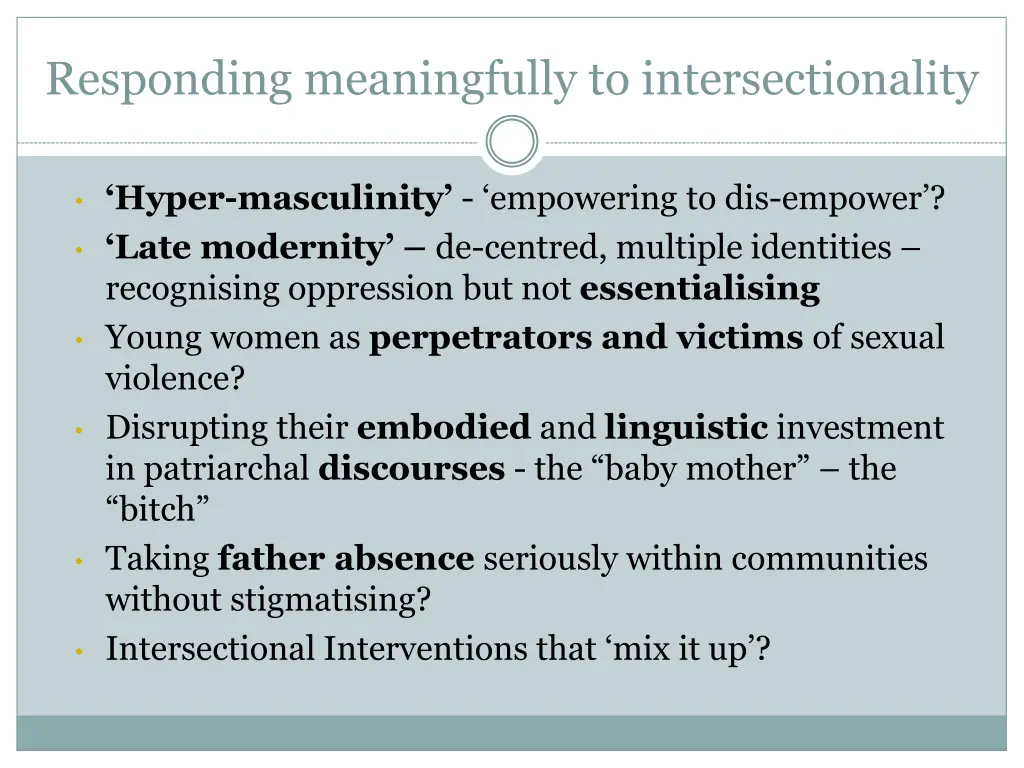 responding meaningfully to intersectionality