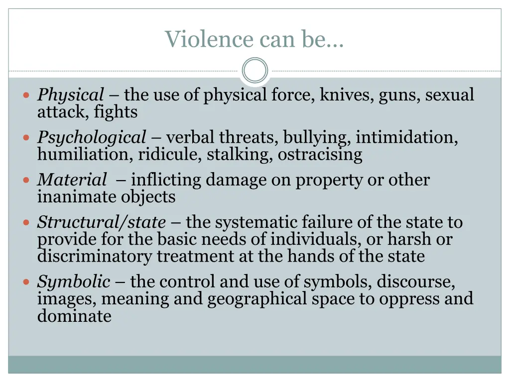 violence can be