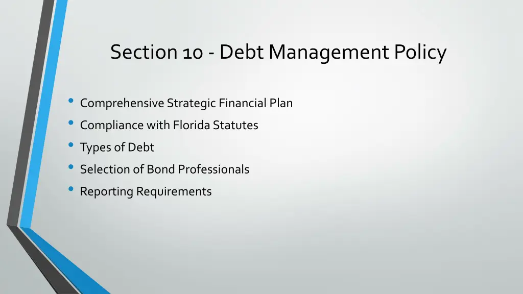 section 10 debt management policy