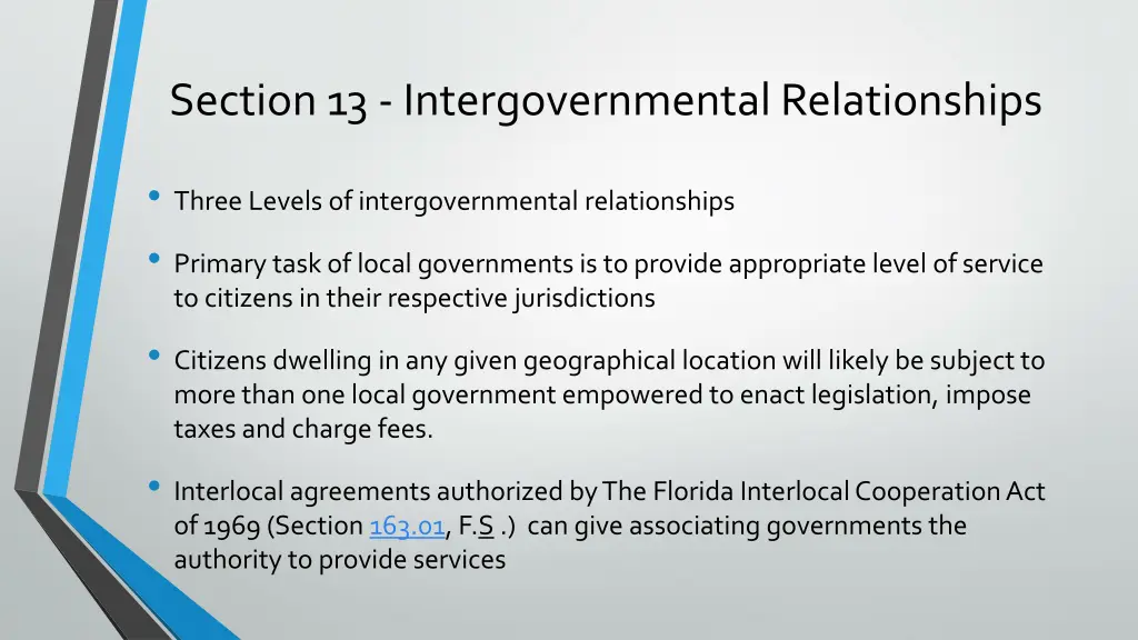 section 13 intergovernmental relationships