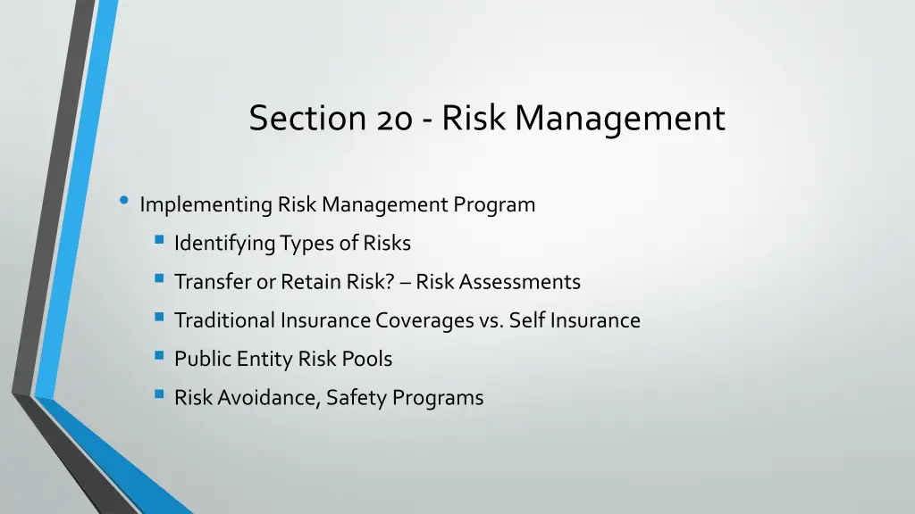 section 20 risk management