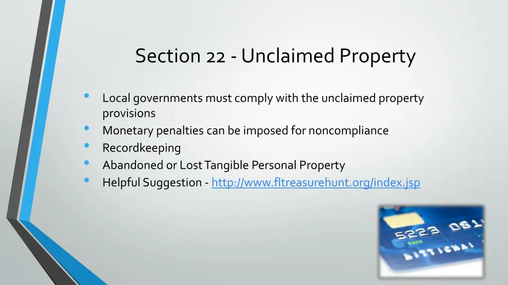 section 22 unclaimed property