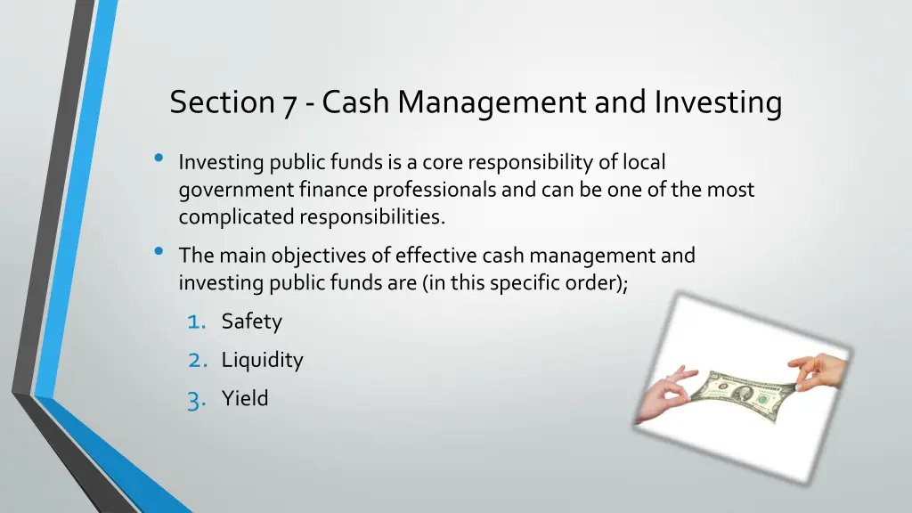 section 7 cash management and investing