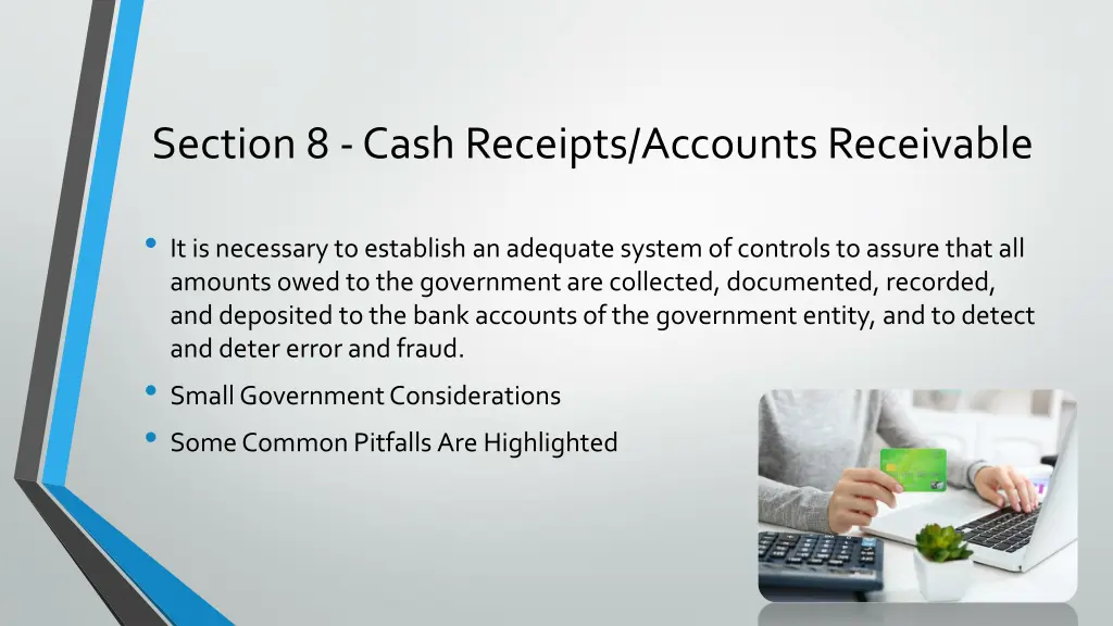 section 8 cash receipts accounts receivable