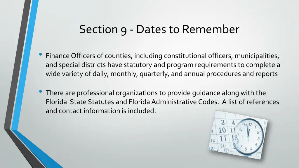 section 9 dates to remember