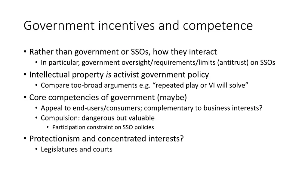 government incentives and competence