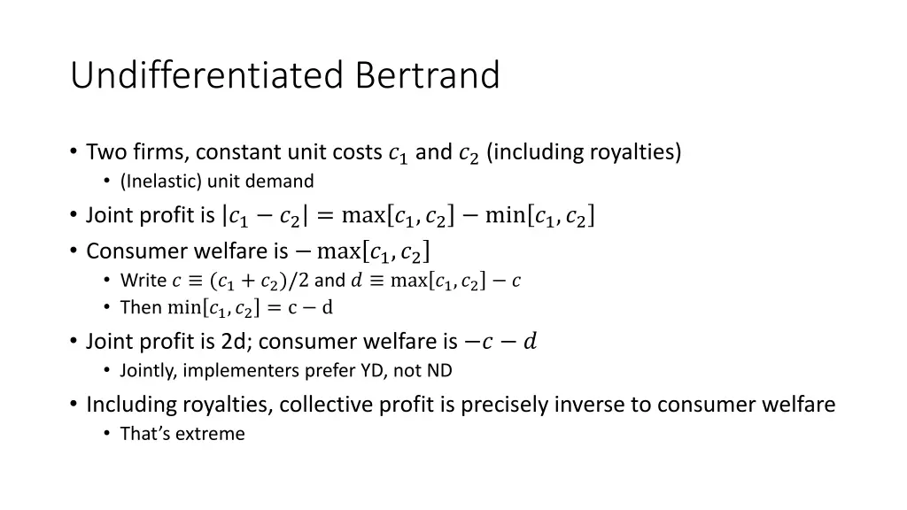 undifferentiated bertrand