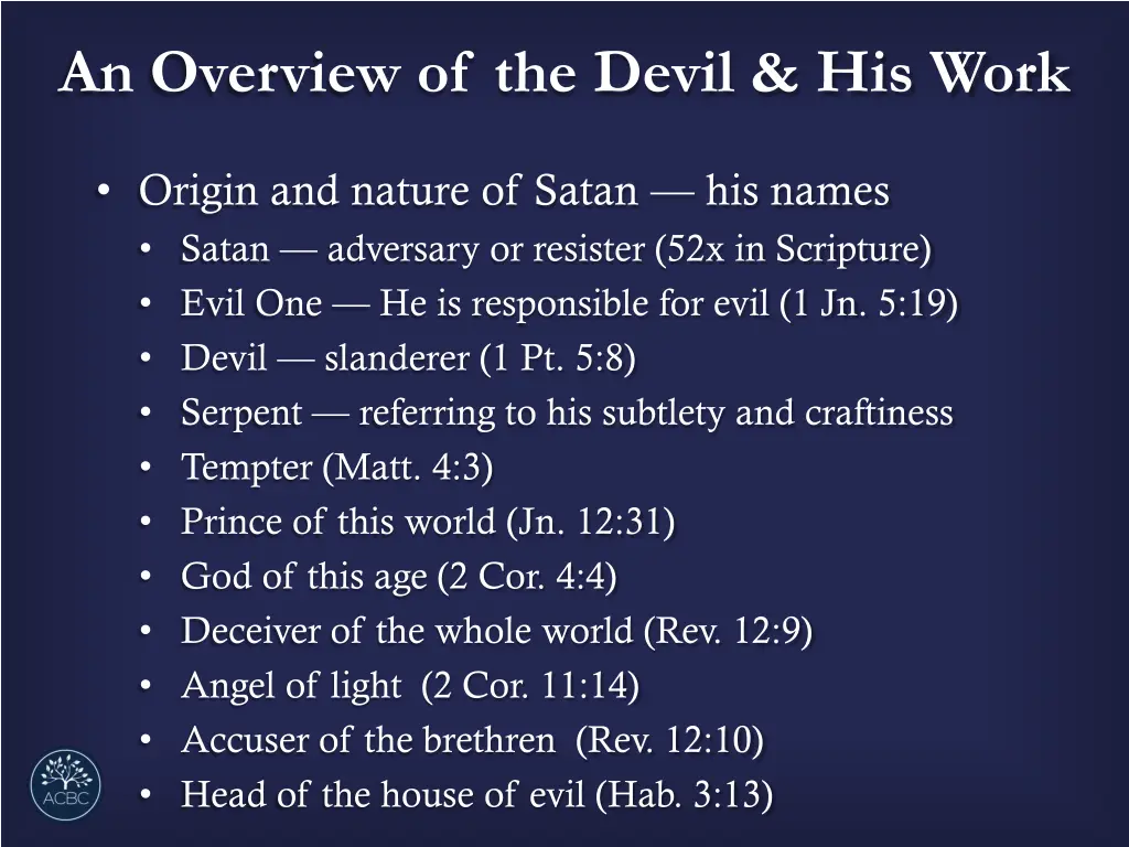 an overview of the devil his work 2