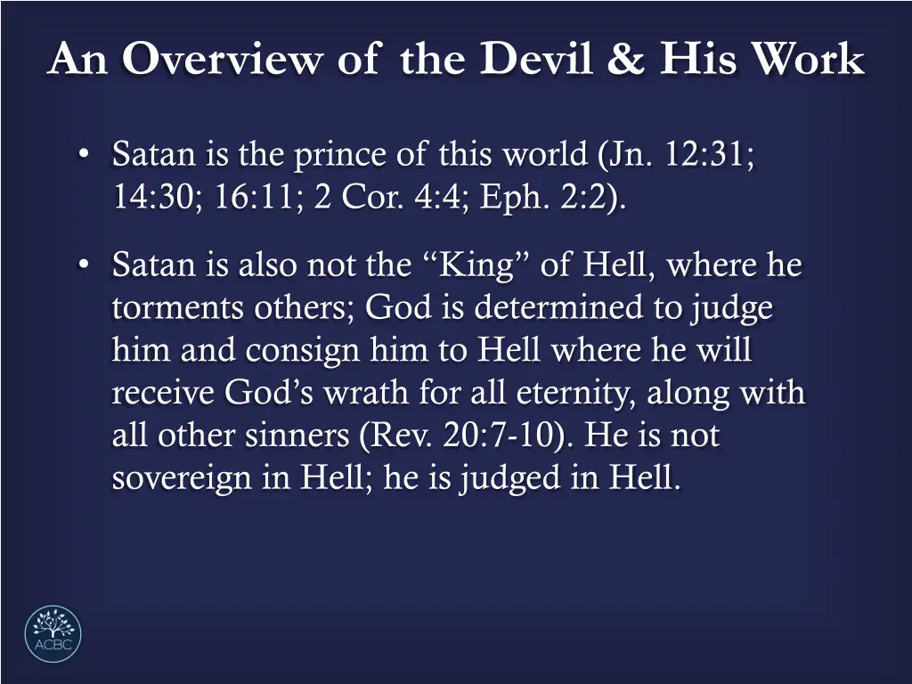 an overview of the devil his work 7