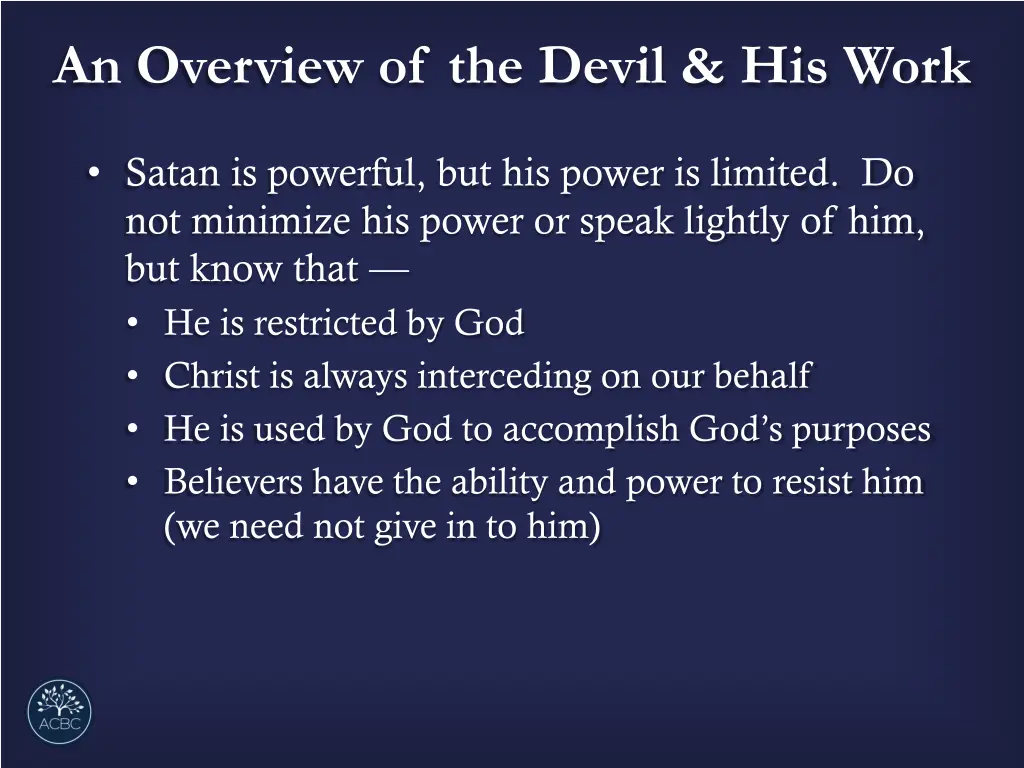 an overview of the devil his work 8