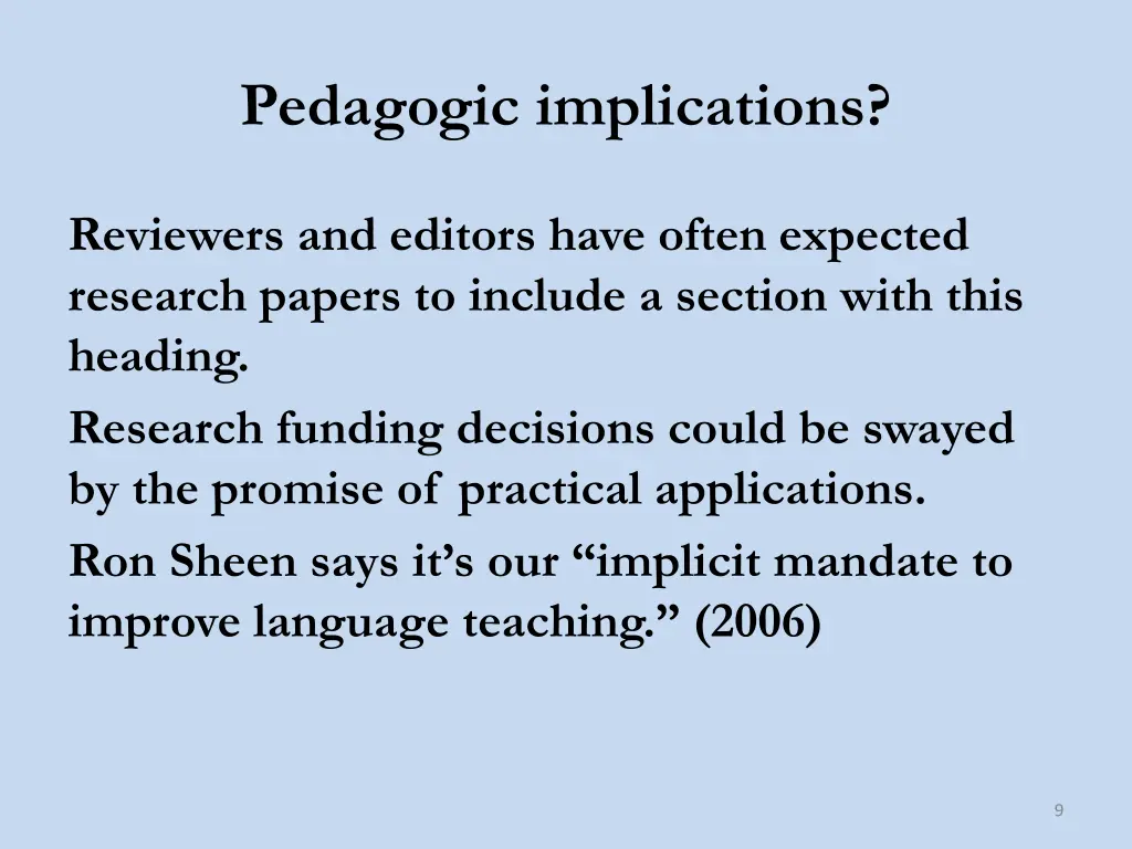 pedagogic implications