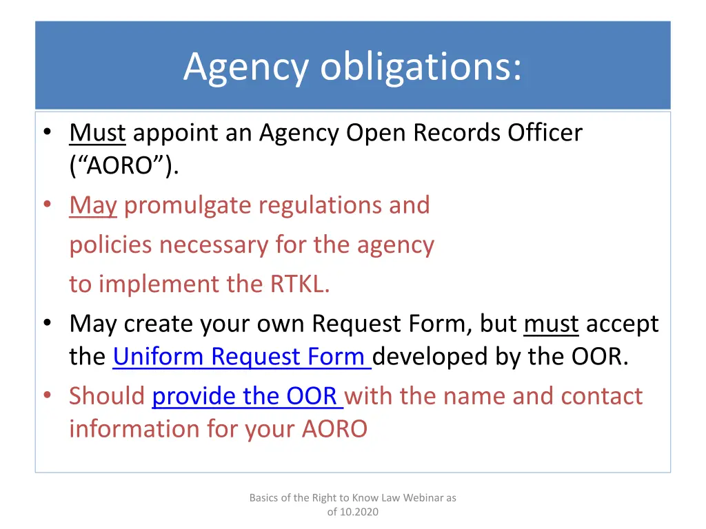 agency obligations