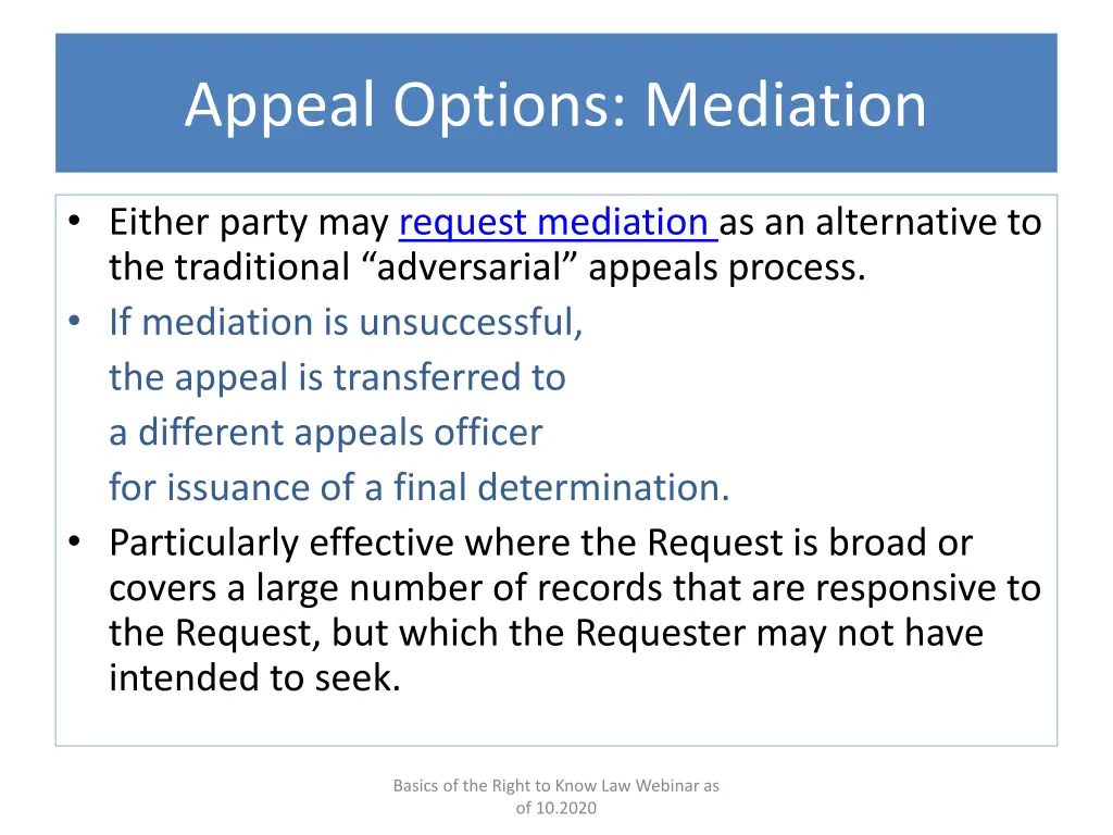 appeal options mediation