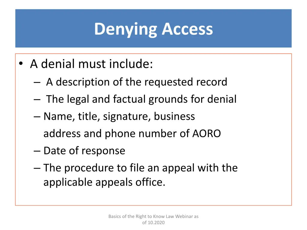 denying access