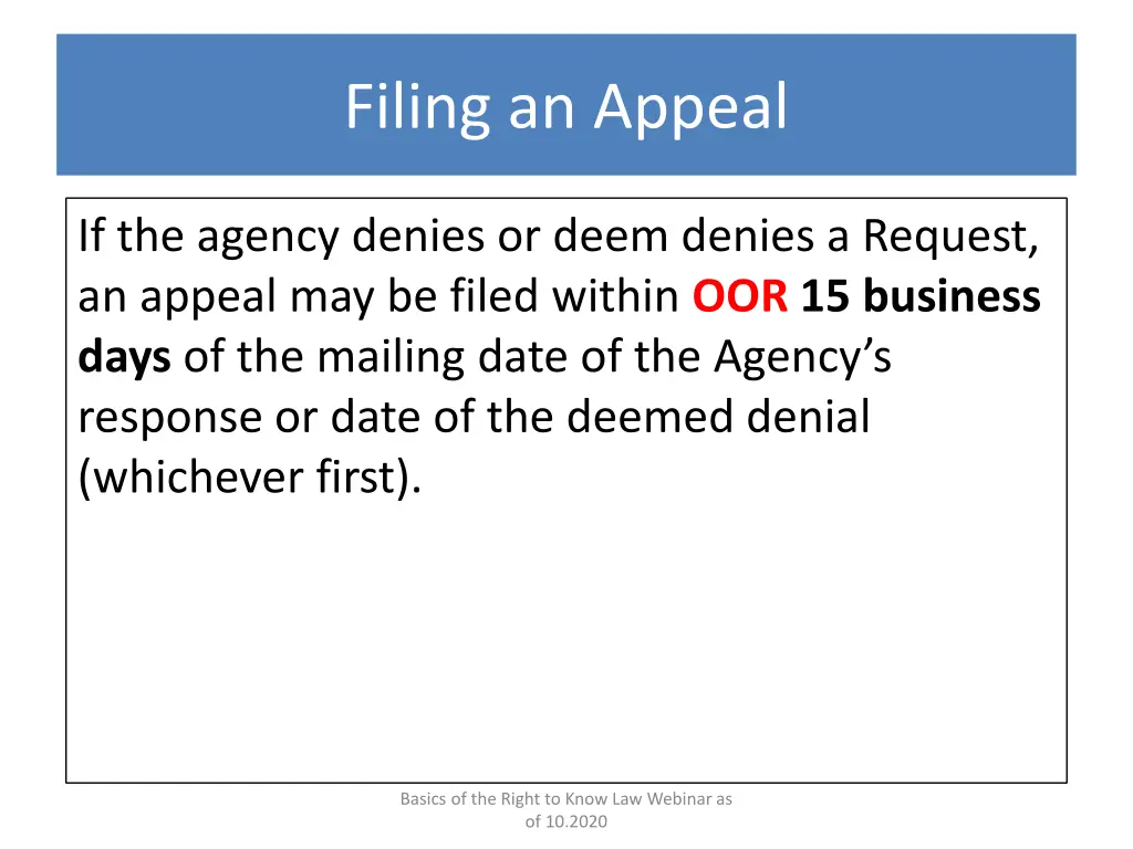 filing an appeal