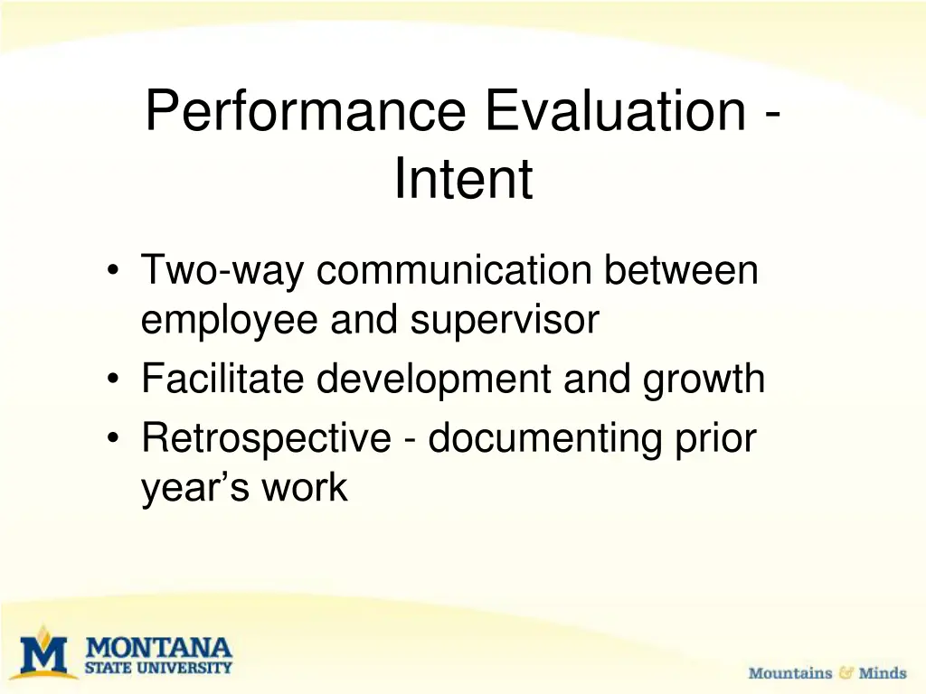 performance evaluation intent