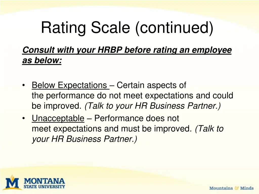 rating scale continued