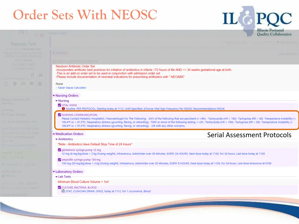 order sets with neosc 3