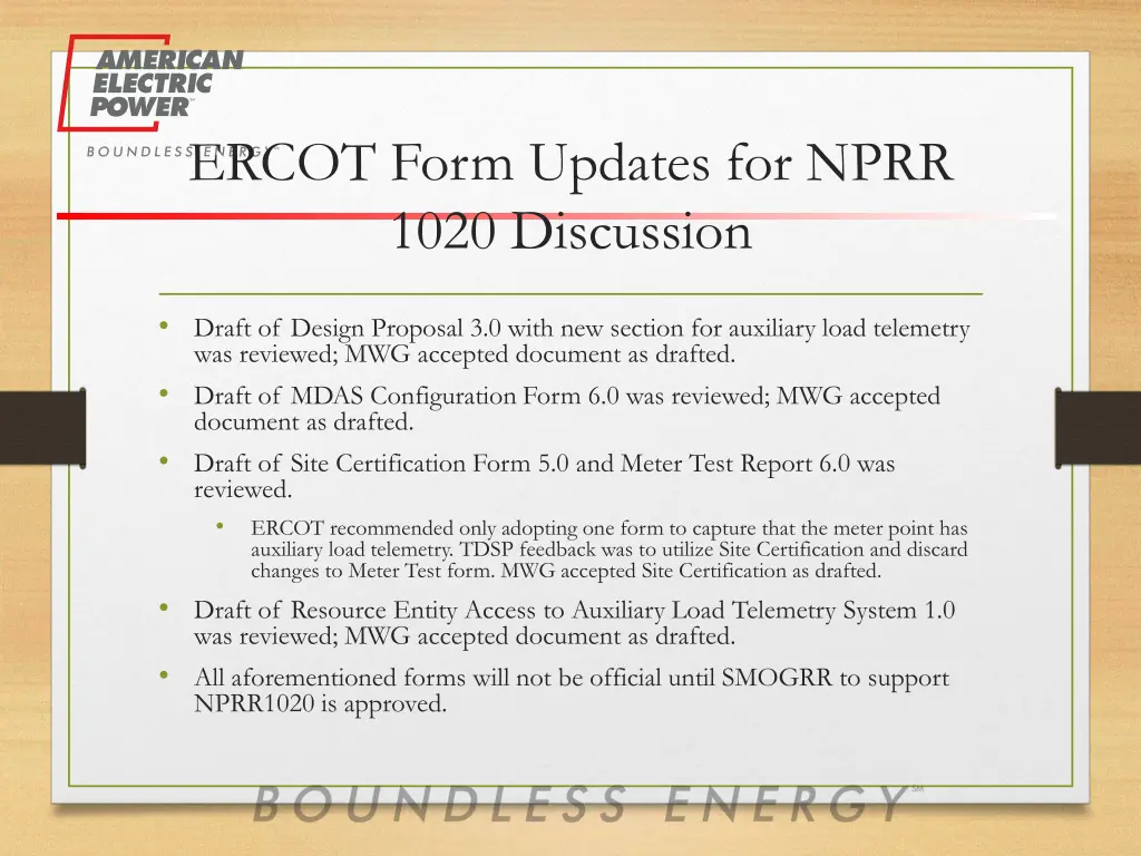 ercot form updates for nprr 1020 discussion