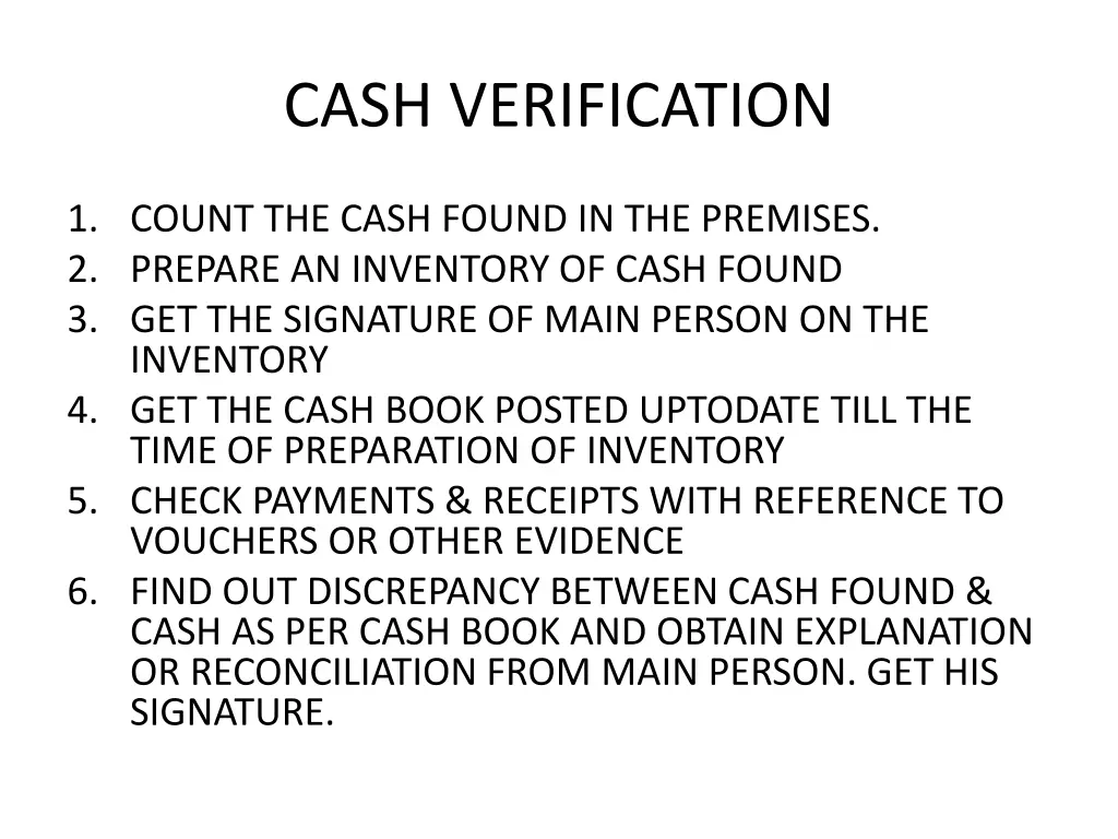 cash verification