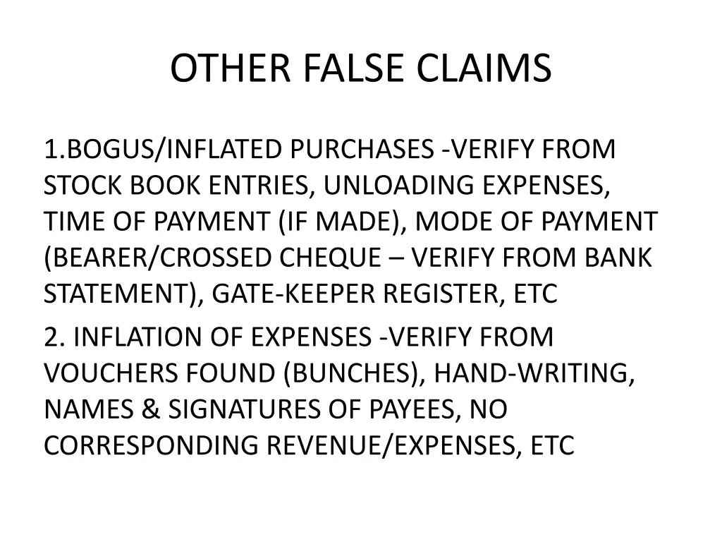 other false claims