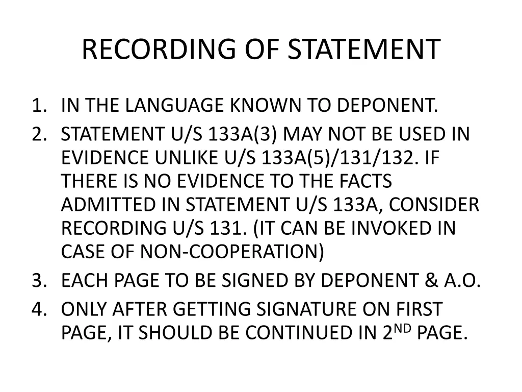 recording of statement