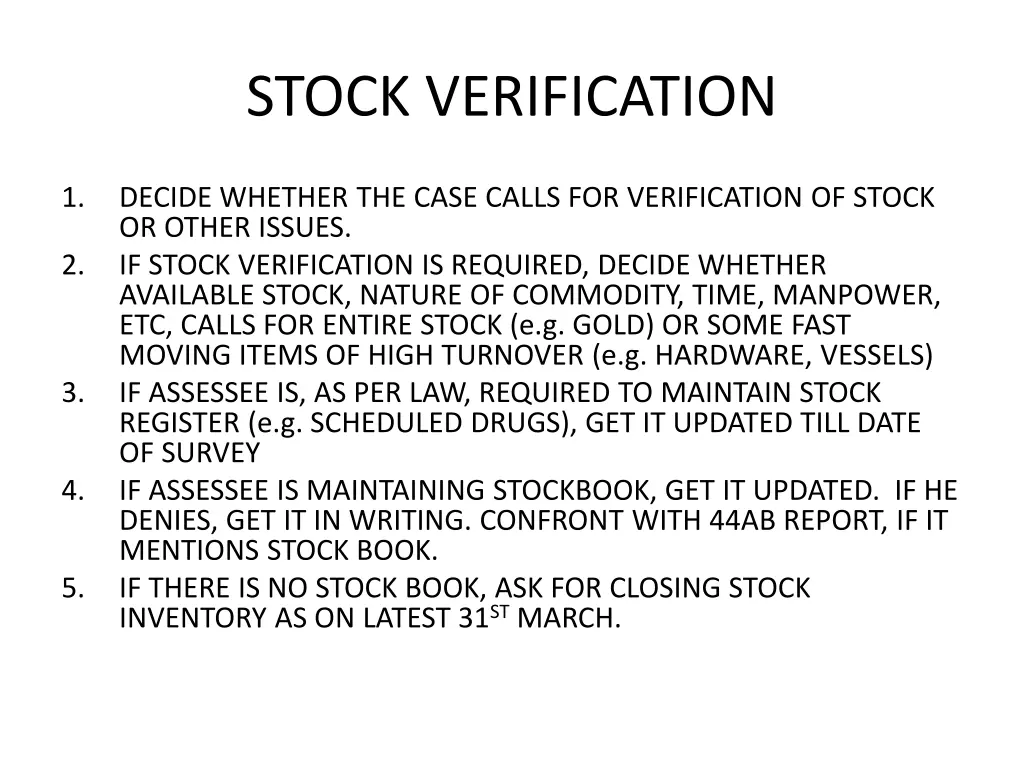 stock verification