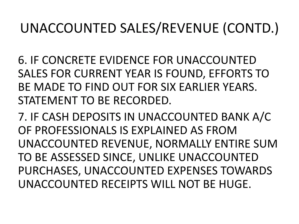 unaccounted sales revenue contd 3