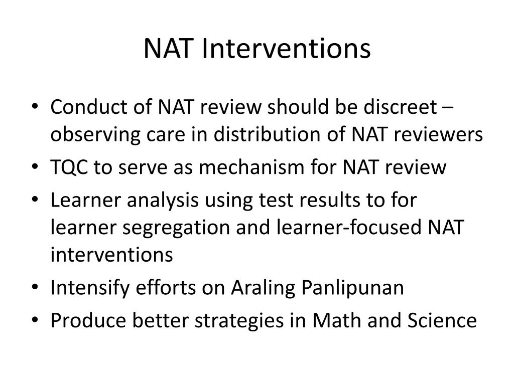 nat interventions