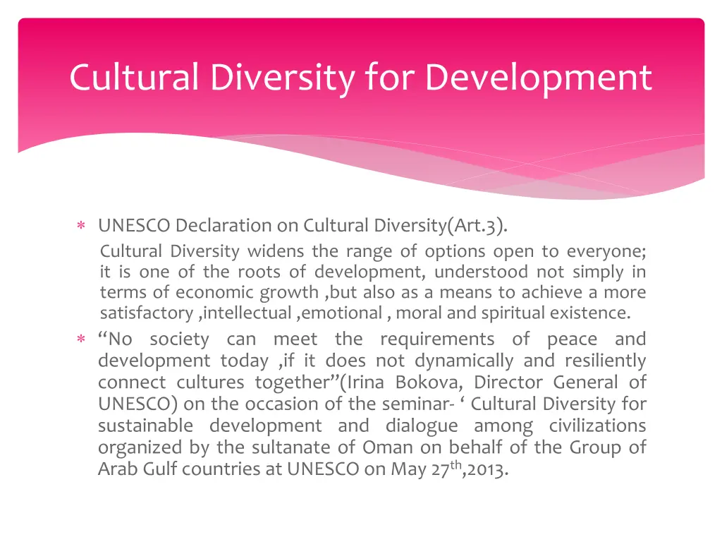 cultural diversity for development