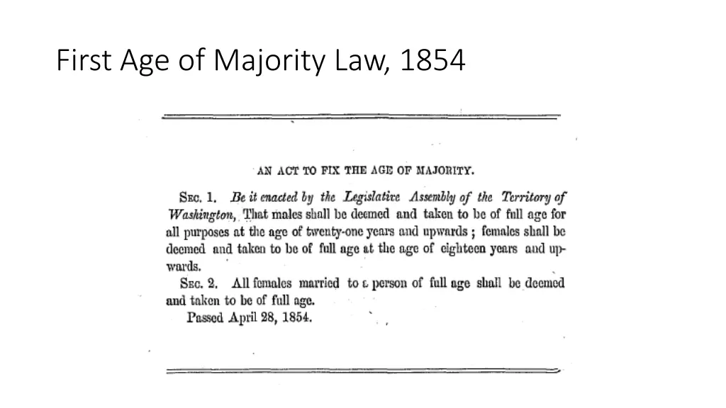 first age of majority law 1854