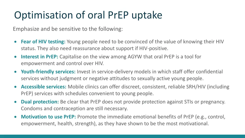 optimisation of oral prep uptake