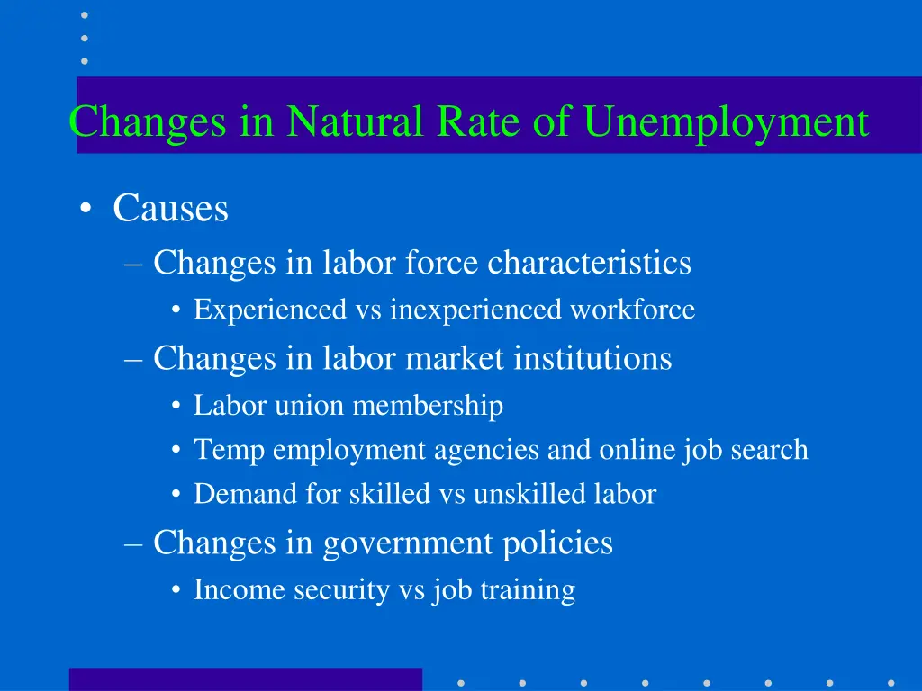 changes in natural rate of unemployment