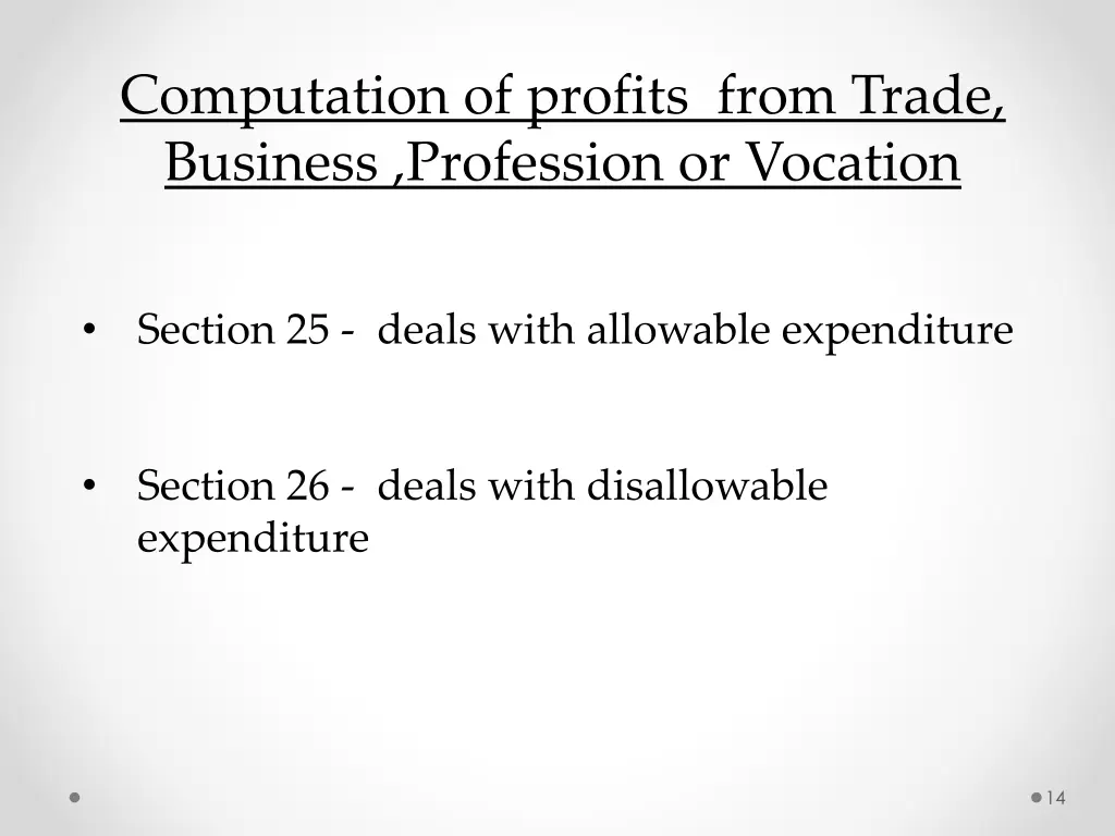 computation of profits from trade business