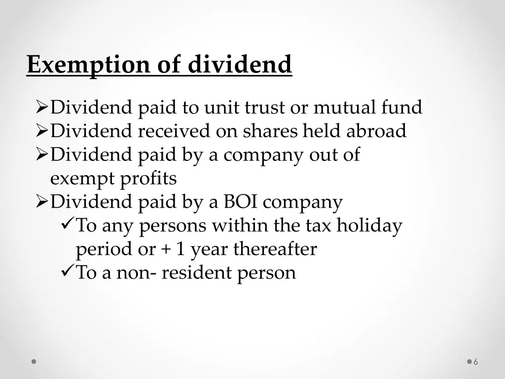 exemption of dividend