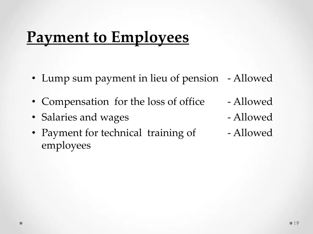 payment to employees