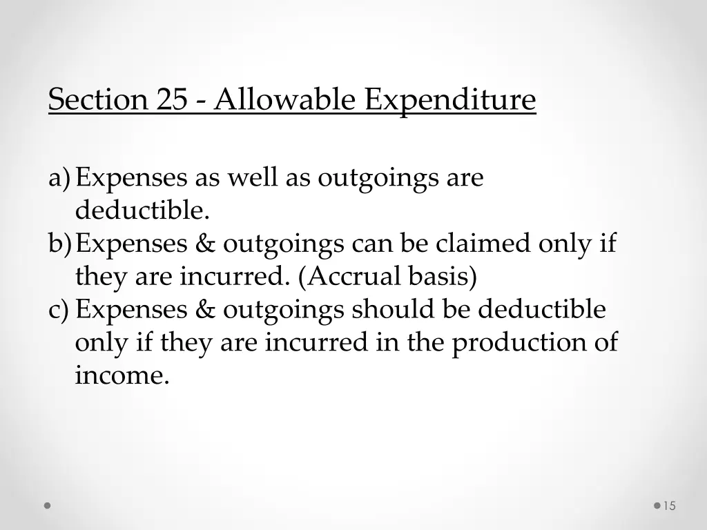 section 25 allowable expenditure